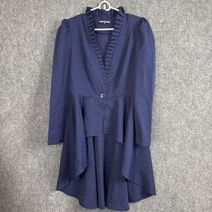 Scarlet Darkness Steampunk Long Jacket High Low Coat  Womens Size M Blue r